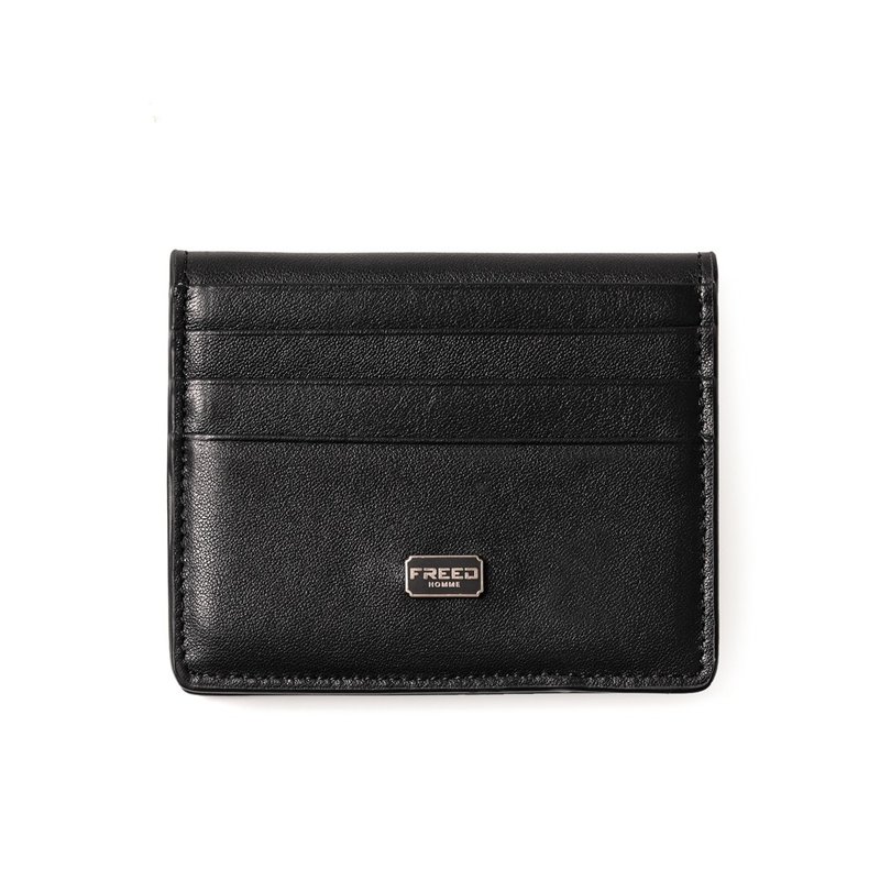 【FREED】紳士極潤頭層納帕(Nappa)真皮信用鈔票卡夾 聖誕禮物 - 錢包/皮夾/長短夾 - 真皮 黑色