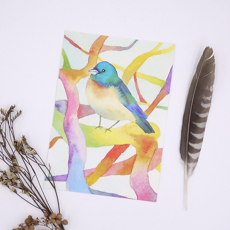 水彩木の鳥かわいい動物 - ポストカード/カード水彩はがき - カード・はがき - 紙 多色