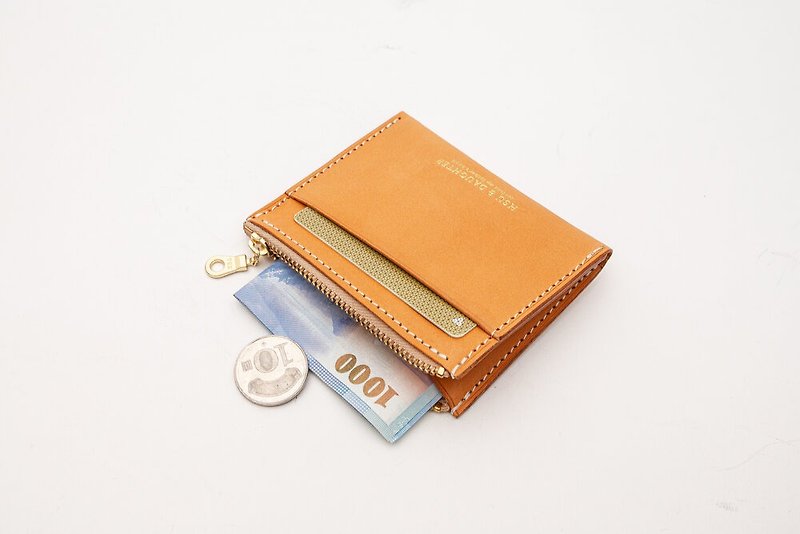 Handy wallet | leather custom | custom typing | coin purse | genuine leather | gift - Coin Purses - Genuine Leather 
