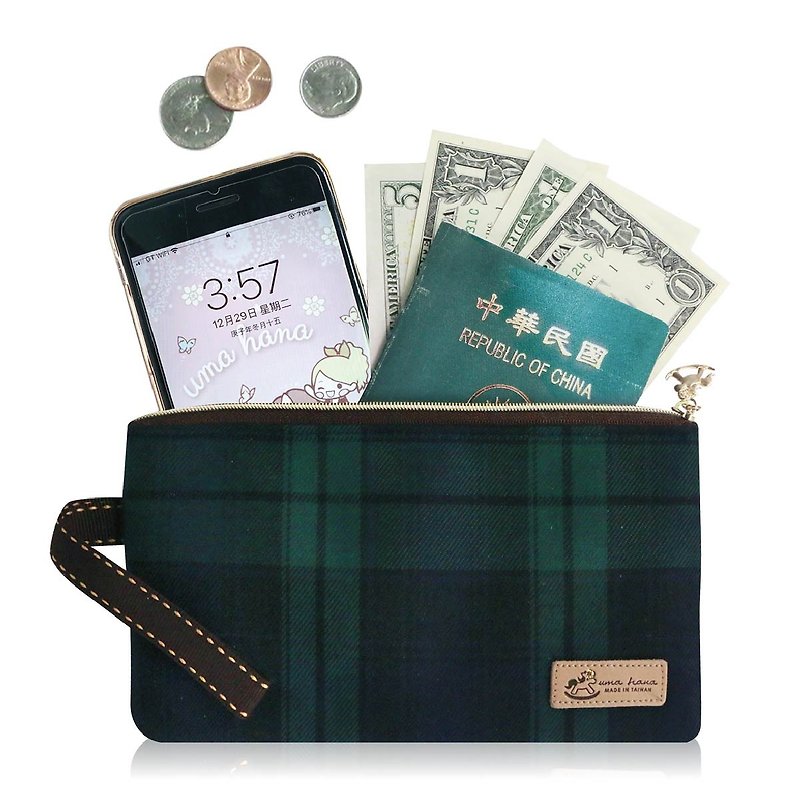 [Classic Plaid] Made in Taiwan Two-compartment portable storage bag Waterproof good storage bag - Toiletry Bags & Pouches - Waterproof Material 