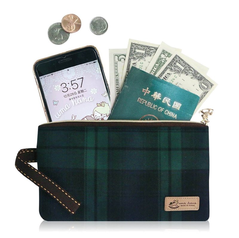 [Classic Plaid] Made in Taiwan Two-compartment portable storage bag Waterproof good storage bag - กระเป๋าเครื่องสำอาง - วัสดุกันนำ้ 