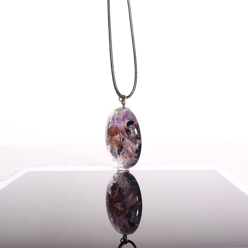 [Mother's Day Gift] Cosmic Spiral Amethyst Obsidian Strawberry Crystal Necklace-Open Wisdom Ogen Tower - สร้อยคอ - เครื่องประดับพลอย สีม่วง