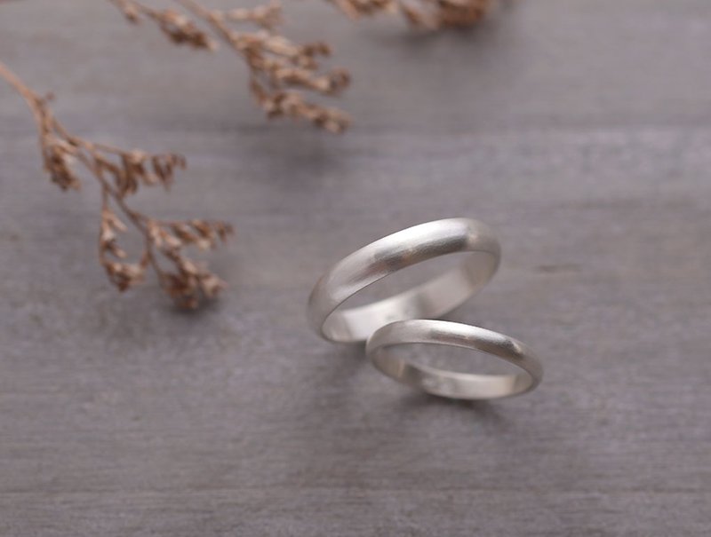ni.kou sterling silver half round couple ring wedding ring pair - แหวนคู่ - โลหะ 