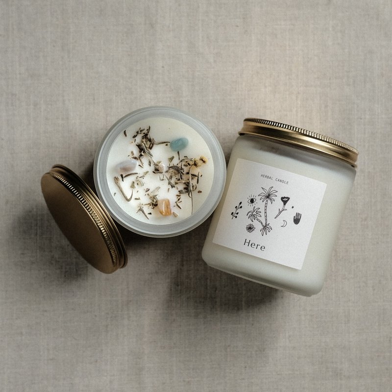 財富 健康 | 草藥能量蠟燭 藍鼠尾草 - 香氛蠟燭/燭台 - 蠟 