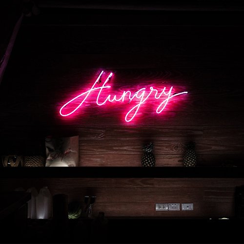 霓虹燈客制 Hungry霓虹燈LED發光字Neon Sign廣告招牌Logo餐廳酒吧咖啡廳