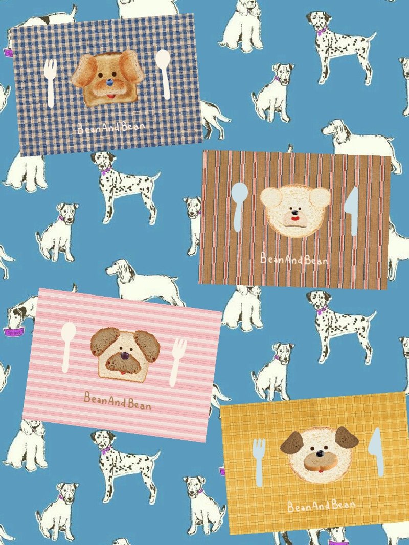 BeanAndBean Bread Puppy Series Waterproof and Oil-proof Placemats Wash-free Western Placemats Insulated Mats Non-slip - ผ้ารองโต๊ะ/ของตกแต่ง - วัสดุอื่นๆ 