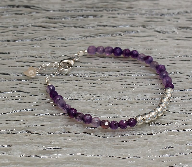 4mm Faceted Purple Agate Silver 925 Bracelet with Linear Memory Alloy - Bracelets - Gemstone Purple
