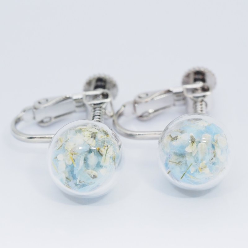 OMYWAY Handmade Dried Flower - Glass Globe - Earrings 1cm - Earrings & Clip-ons - Glass Blue