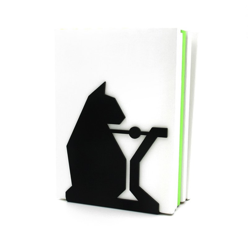 Cat & Coctail Bookend Deco, Modern And Minimalistic Style. - Storage - Plastic White