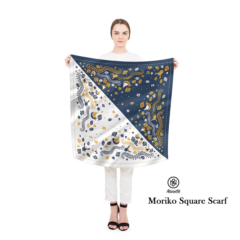 Moriko Square Scarf (Personalized name) - Scarves - Silk Multicolor
