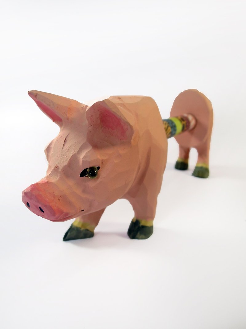 日本Magnets可愛動物造型手工原木紙膠台座(小豬款)-現貨免運 - 其他 - 木頭 粉紅色