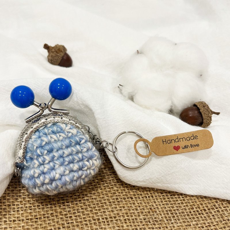 *[Specially made]*Macaron gold bag keychain - gradient blue keychain/coin purse/charm - ที่ห้อยกุญแจ - ขนแกะ 