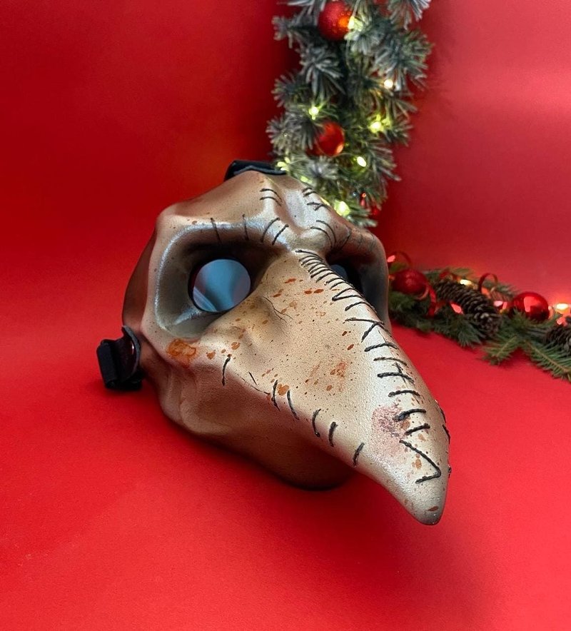 ペストドクターマスク、オーダーメイド、カラス鳥マスク樹脂、ベネチアンカーニバルマスク - マスク・コスプレマスク - レジン ブラウン