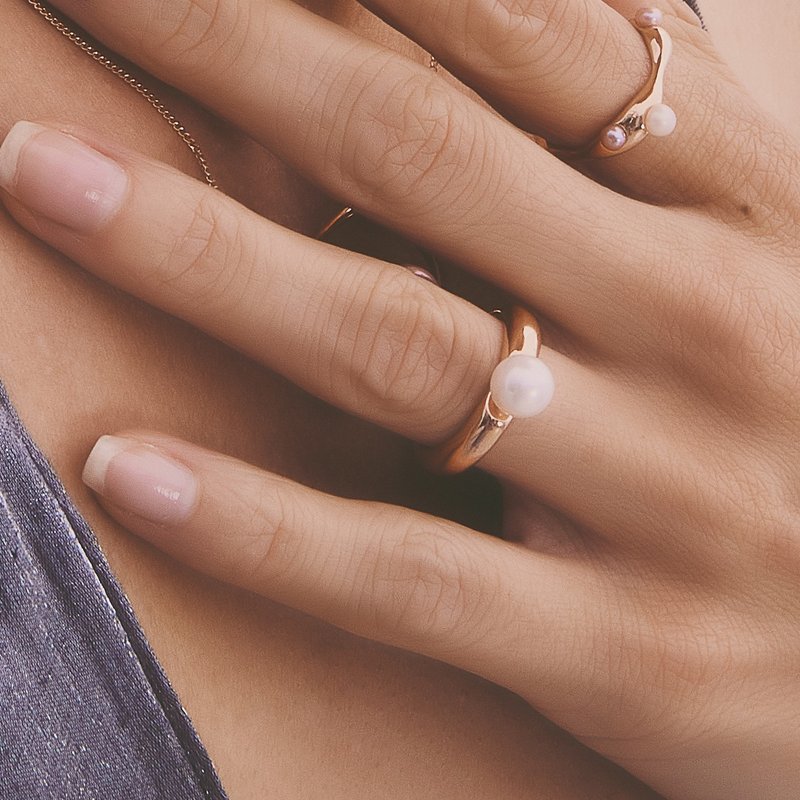 Multiverse - Classic Pearl Ring (Rose Gold Plated) - แหวนทั่วไป - ทองแดงทองเหลือง สึชมพู