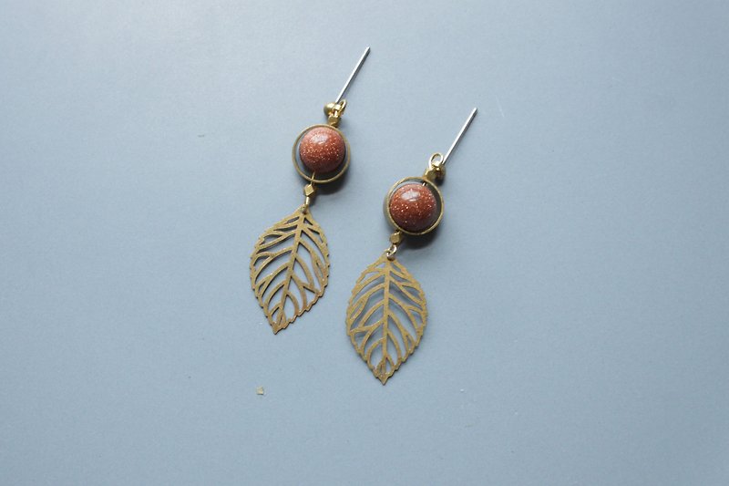 Foliage - earring  clip-on earring - Earrings & Clip-ons - Copper & Brass Gold