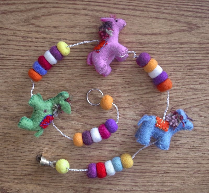 Animal Bird Bell Long Hanging, Home Decor, Felt Mushroom, Housewarming gift - อื่นๆ - ขนแกะ หลากหลายสี