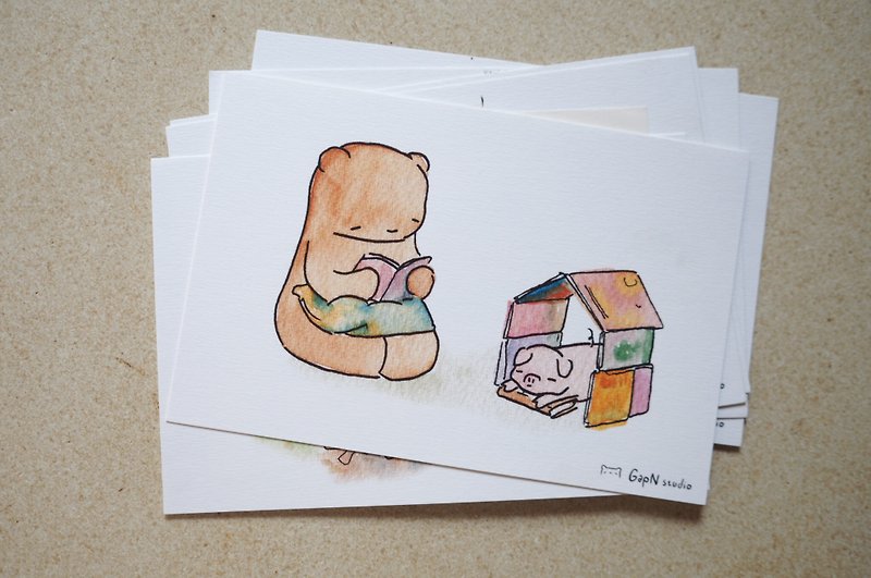 Bears Pig year 2019 postcard Reader - การ์ด/โปสการ์ด - กระดาษ หลากหลายสี