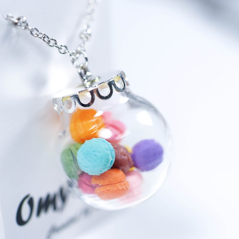 Love Home Made-OMYWAY Dreamy Color Macarons CandyDessertガラスボールネックレス2cm - チョーカー - ガラス ホワイト