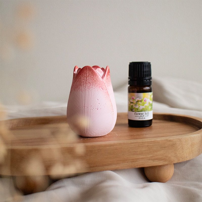 【鬱金香石】香薰石、鮮花、石膏精油擴香器 - 香氛/精油/擴香 - 陶 粉紅色