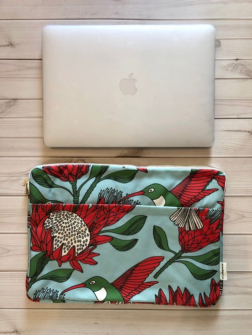 aLovesupreme South Africa computer case / new front pocket _ blue monarch  flower on iron gray background - Shop sarainbowland Laptop Bags - Pinkoi