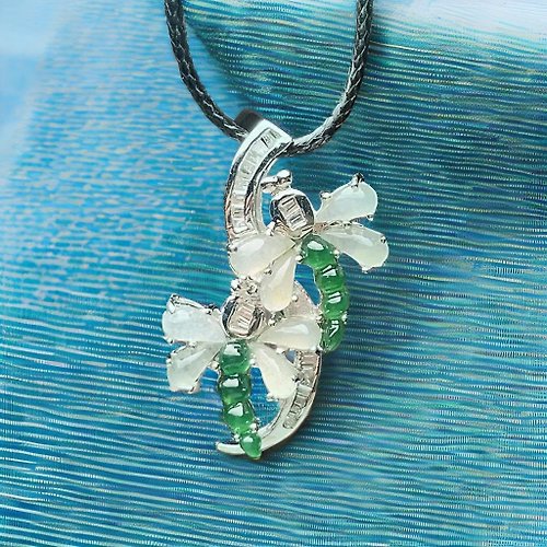 瓔珞珠寶盒 E.L.Jewelry Box 冰種翡翠蜻蜓設計款項鍊 18K金鑽石鑲嵌 | 天然緬甸玉翡翠A貨