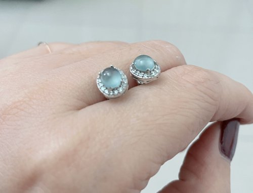 Pine St. Jewelry 松樹街輕奢珠寶 925銀 天然瓜料A貨翡翠 天空藍玻璃種 耳釘