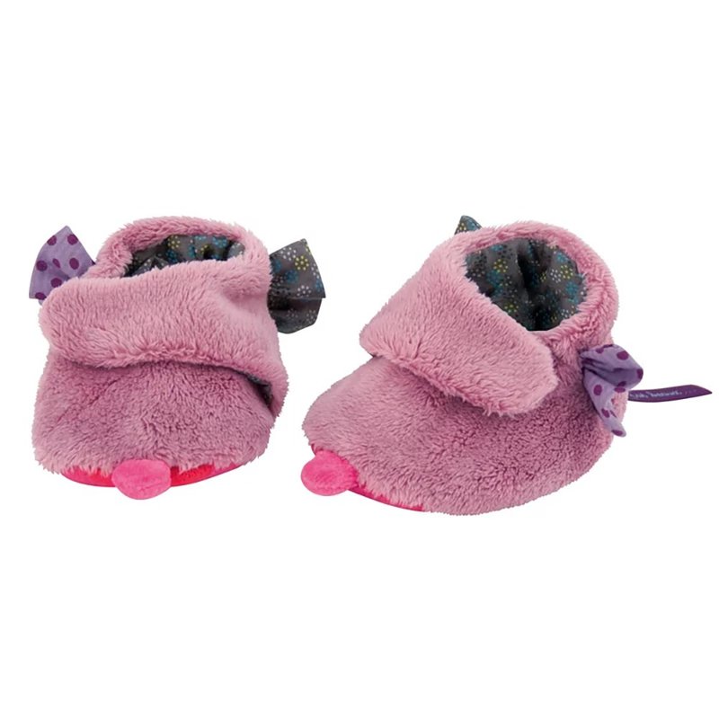 France Moulin Roty Jolys pink and purple female baby special warm shoe cover gift box 0-6 months - รองเท้าเด็ก - ผ้าฝ้าย/ผ้าลินิน สีเขียว