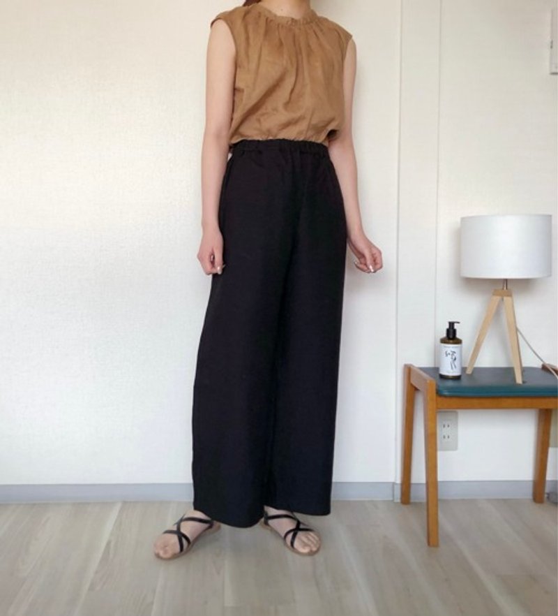 Pinkoi Proxy Purchase - Simple Linen pants in black - Women's Pants - Cotton & Hemp 