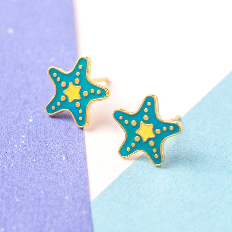 Starfish, ocean earrings and clip-ons - ต่างหู - โลหะ สีใส