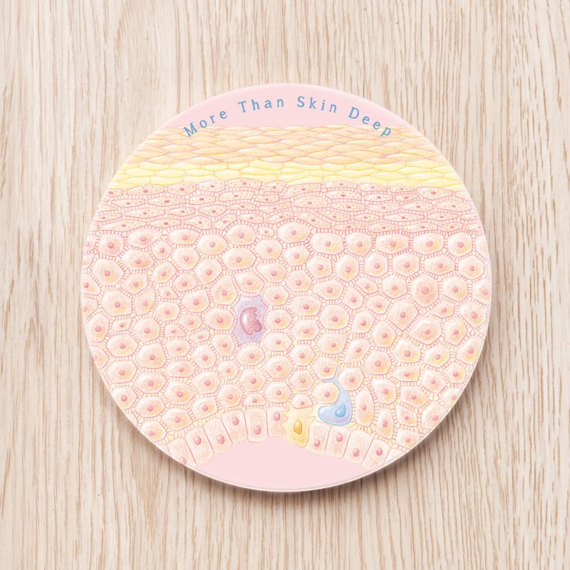 Non-superficial skin epidermal ceramic coaster / medical science cell customization - ที่รองแก้ว - เครื่องลายคราม สึชมพู