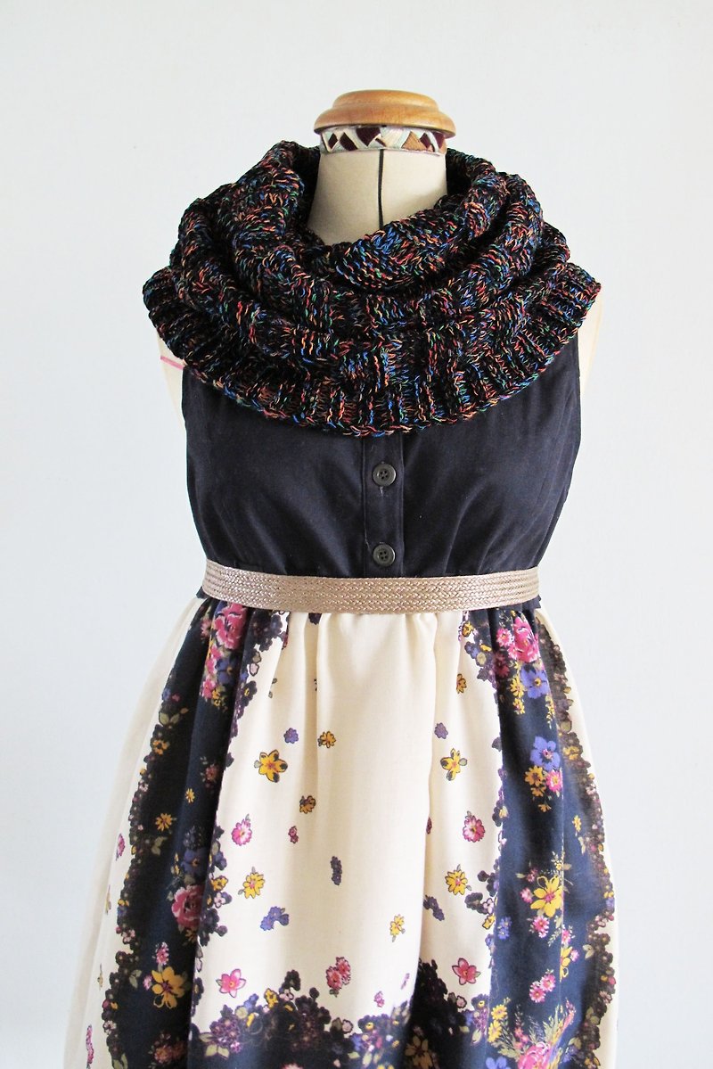 Lan wool scarf (color yarn black) - Knit Scarves & Wraps - Polyester Black