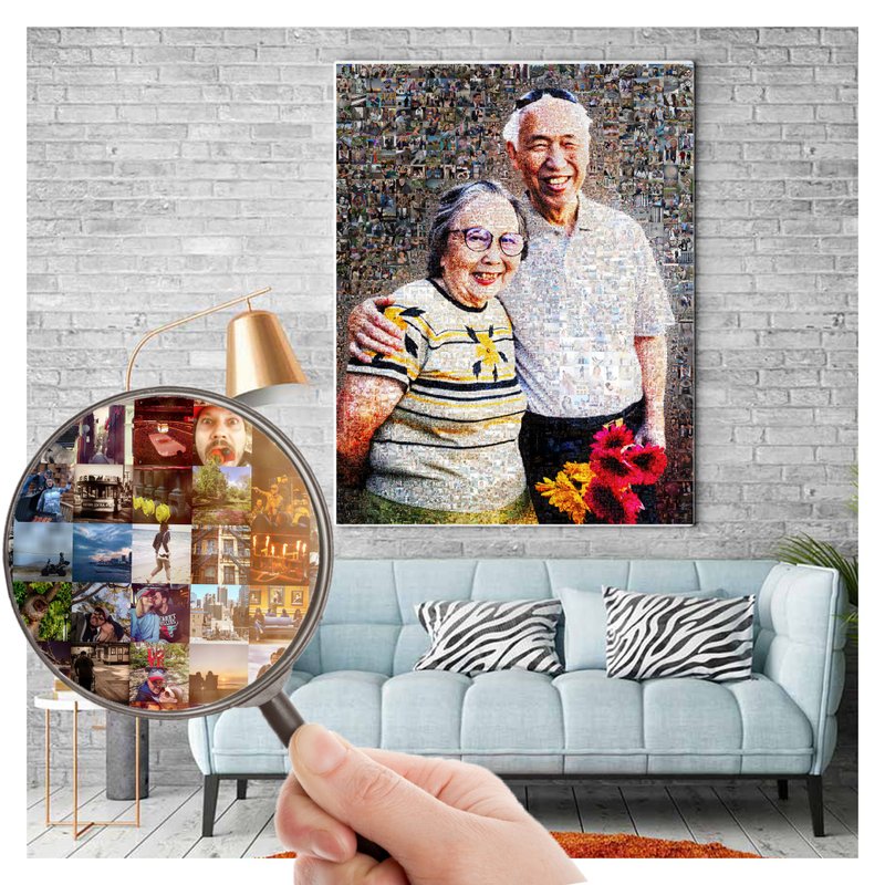 50th anniversary gifts for parents, Photo collage gift, Golden anniversary - 海報/掛畫/掛布 - 其他材質 