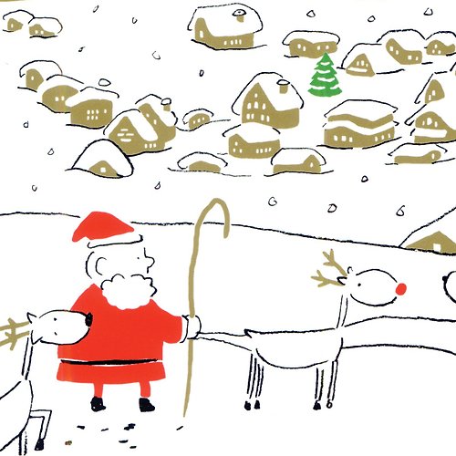 miju 米豬 聖誕卡-2021聖誕老人與麋鹿日常聖誕明信片1號:Holy Night 聖善夜
