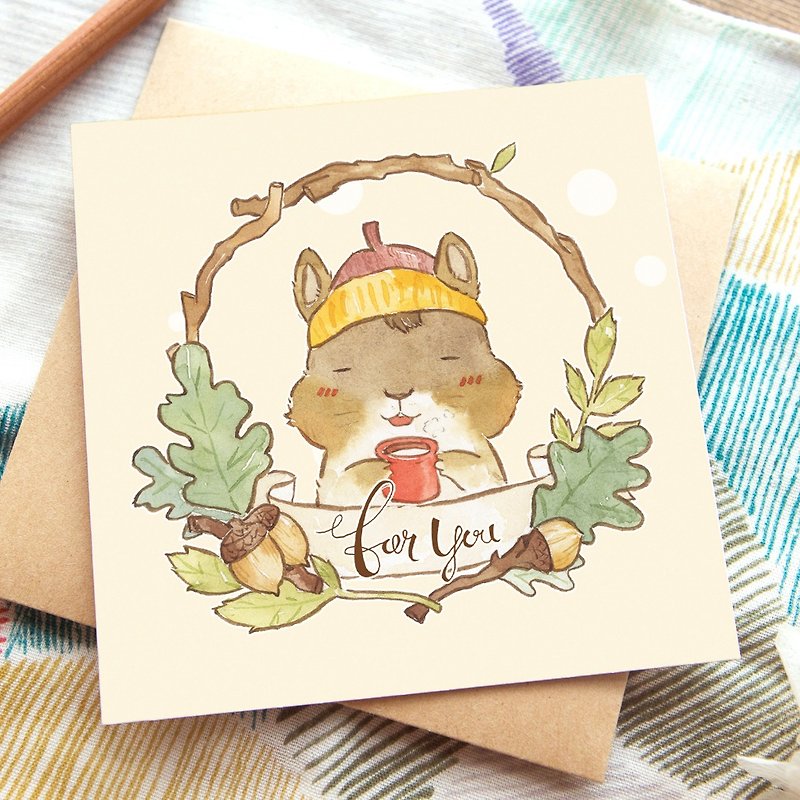 OURS Greeting Card - Chipmunk - by Koopa - การ์ด/โปสการ์ด - กระดาษ สีกากี