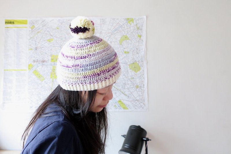 【Endorphin】Hand-knitted cap - Hats & Caps - Wool Multicolor