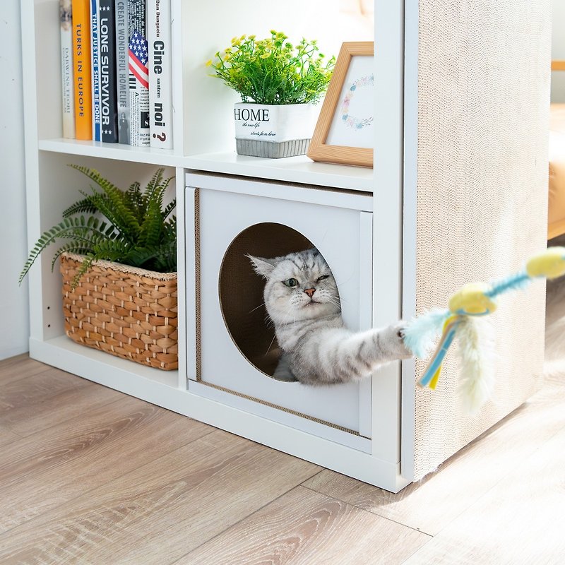 【安閣家】好舒壓貓屋PLUS版(清新白) / 可配合IKEA KALLAX - 貓跳台/貓抓板 - 紙 白色