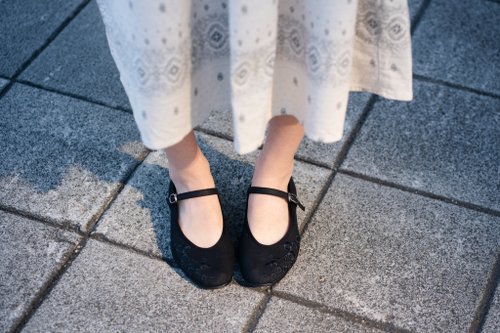 チャイナシューズ / 刺繍靴 / うめ / ブラック - ショップ 小