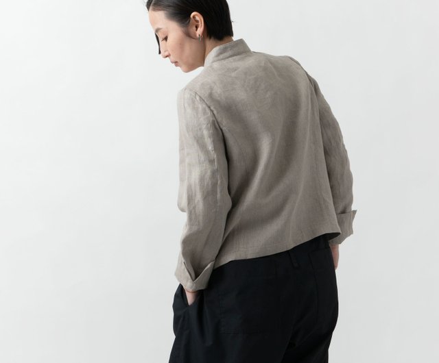 Linen stand collar jacket Genri HANDROOM WOMEN'S - Shop PINT Women's Casual  & Functional Jackets - Pinkoi