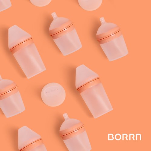 BORRN 【英國設計製造】BORRN嬰兒矽膠奶瓶 食品級 珊瑚橙