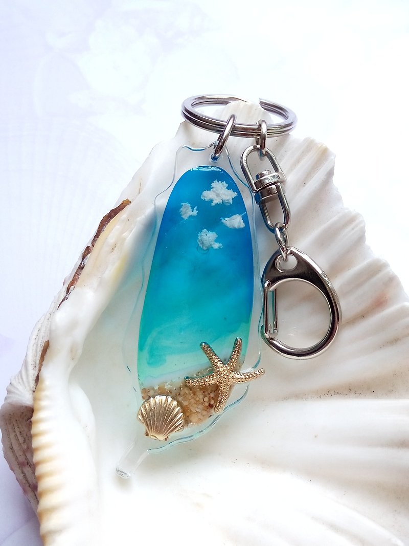 手作飾品, 夏日海洋鑰匙圈 ,一起瘋台灣 - 鑰匙圈/鎖匙扣 - 樹脂 藍色