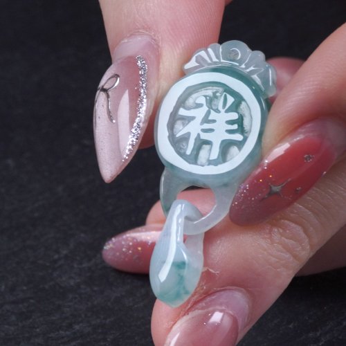 瓔珞珠寶盒 E.L.Jewelry Box 冰種飄藍花翡翠吉祥項鍊 | 天然緬甸玉A貨翡翠 | 送禮