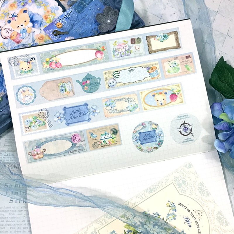 Little Alice Blue Masking Tape【Little Alice Blue】 - มาสกิ้งเทป - กระดาษ สีน้ำเงิน