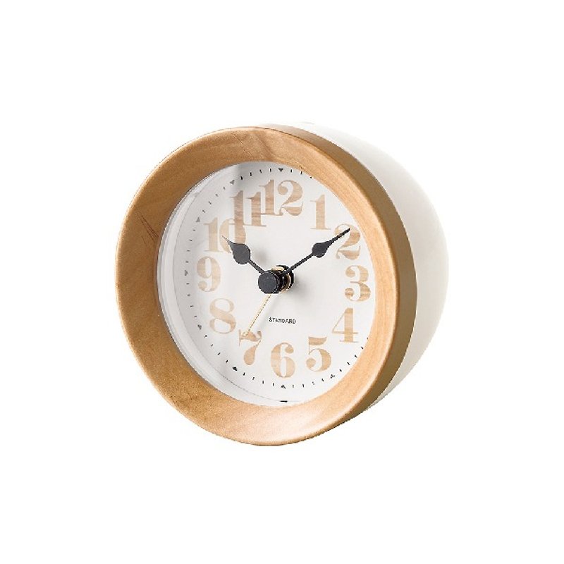 Machecl-round shape alarm clock (white) - Clocks - Wood White