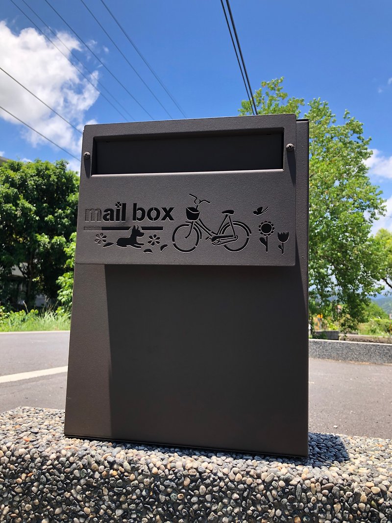 Bicycle pattern Stainless Steel embedded mailbox Japanese texture embedded mailbox embedded sill - เฟอร์นิเจอร์อื่น ๆ - โลหะ สีนำ้ตาล