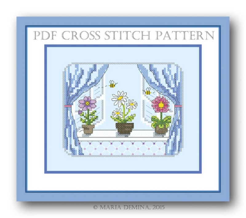 May window PDF cross stitch pattern - 手工藝教學/工具書 - 其他材質 