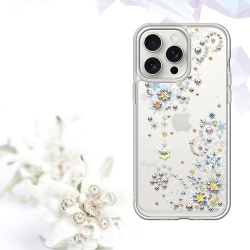 apbs 雅品仕 水晶彩鑽手機殼 iPhone 15&14全系列 防震雙料水晶彩鑽手機殼-雪絨花