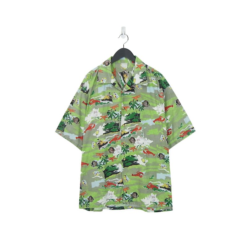 A‧PRANK: DOLLY :: VINTAGE Hawaiian Shirt (Green Fish Shrimp) (T708075) - Men's Shirts - Cotton & Hemp 