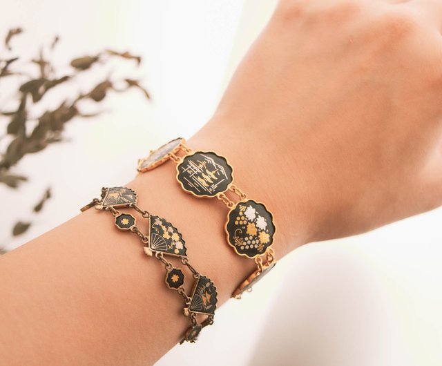 日本のアミタ アンティーク象象嵌 24Kゴールド/スターリングシルバー