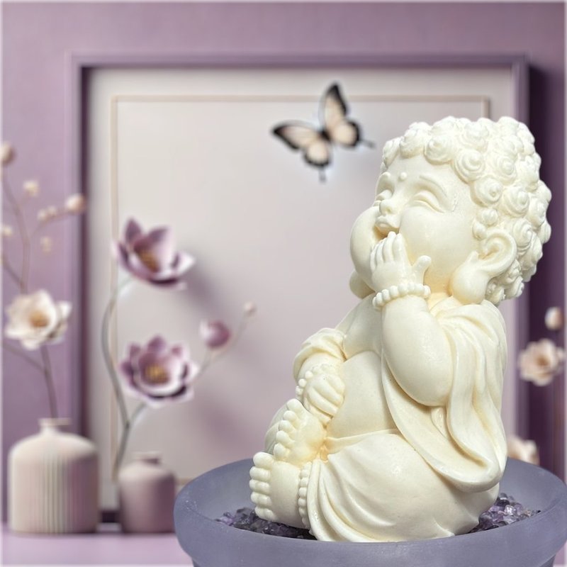 Crystal diffuser to bring good luck to the new year. The Pure Buddha Happy Circle Small Plate Set with Essential Oil Fragrance is the first choice for gifts. - Fragrances - Resin White