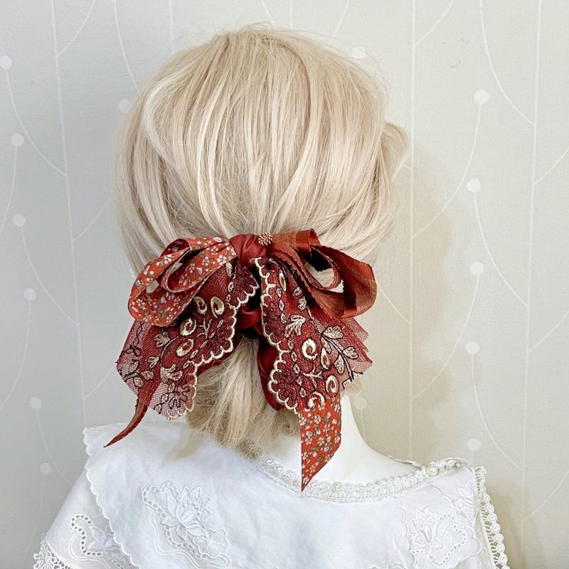 French lace fairy clip shark clip banana clip spring clip hair ring hair clip grab clip ponytail clip - เครื่องประดับผม - วัสดุอื่นๆ สีส้ม